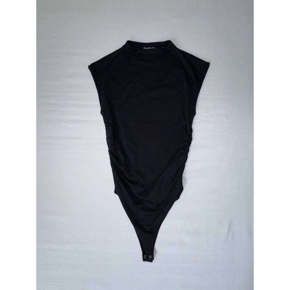 Abercrombie & Fitch Mock Neck Ruched Side Bodysuit | Modal-Blend | Size Medium